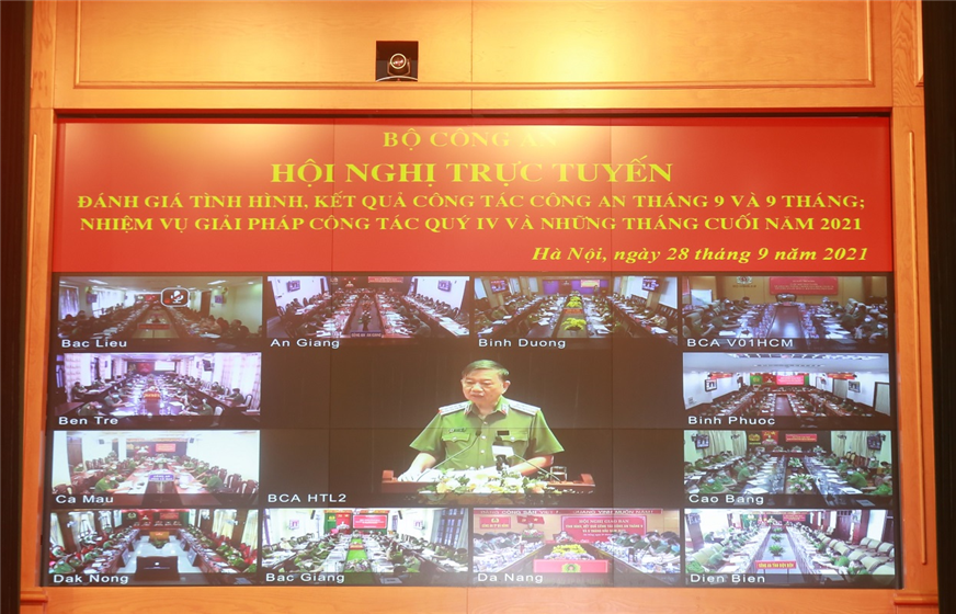 Bộ Công an tổ chức giao ban đánh giá tình hình, kết quả công tác công an tháng 9 và 9 tháng đầu năm 2021